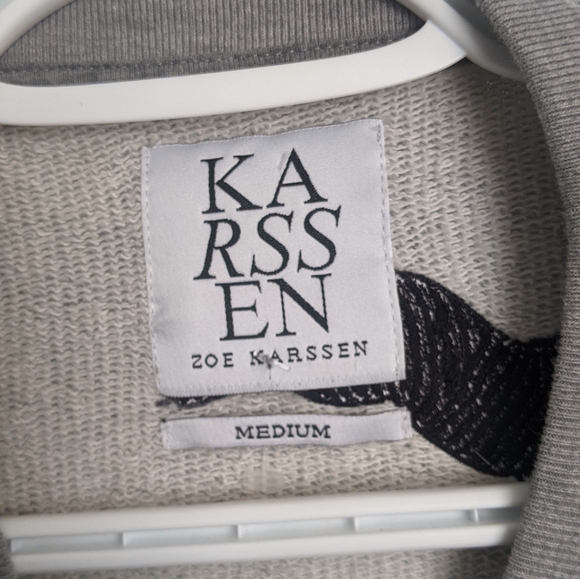 Zoe Karssen Embroidered Zebra Sweatshirt Heather Grey Size Medium - Picture 4 of 9